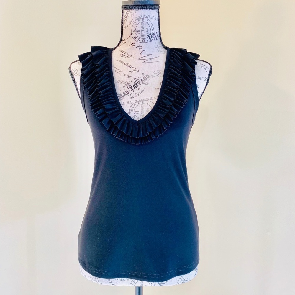 Joseph Ribkoff Ruffle Collar Tank Top